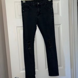 Classic B Distressed Black Stretch Skinny Jeans